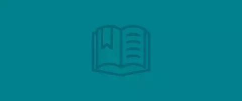Teal illustrated icon featuring a book
