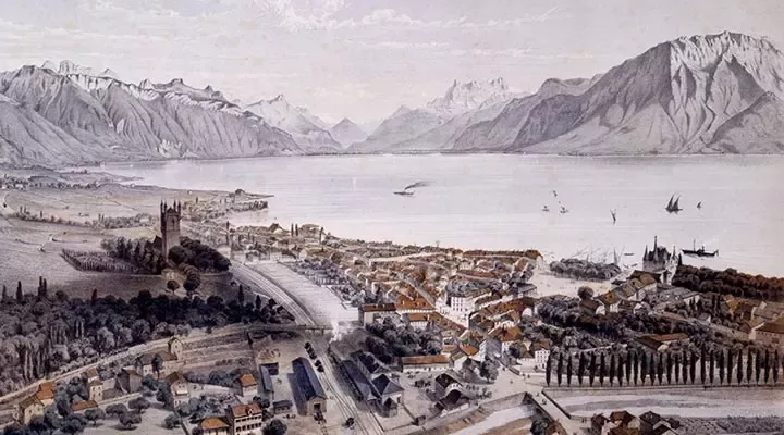 Painting of Vevey in 1870