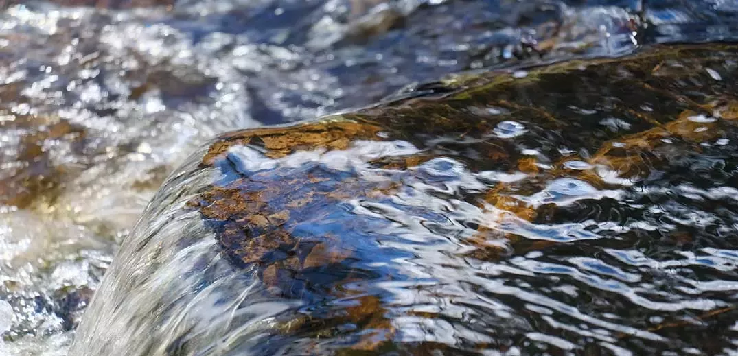Running water in a stream