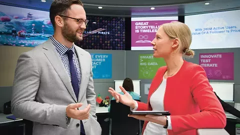 Colleagues in discussion 