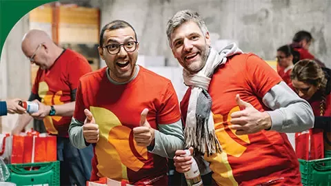 two volunteer men