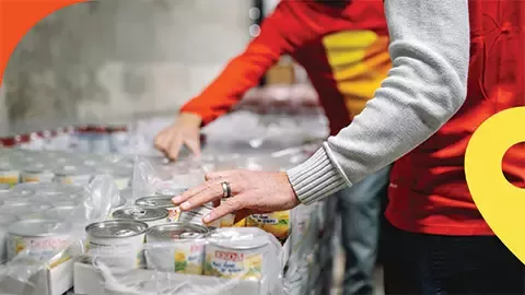 food cans being stored