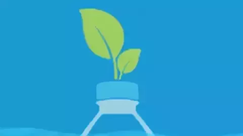 Leaves growing from a bottle cap illustration.