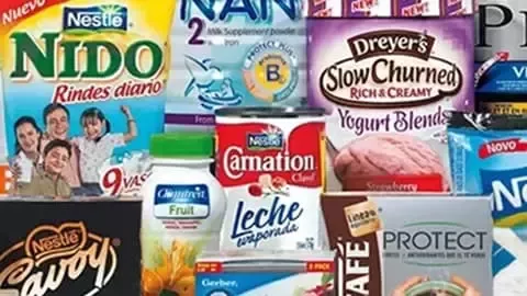 Nestlé product assortment in a colorful collage.
