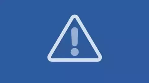 Warning icon on blue background.