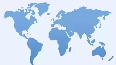 Blue world map illustration.