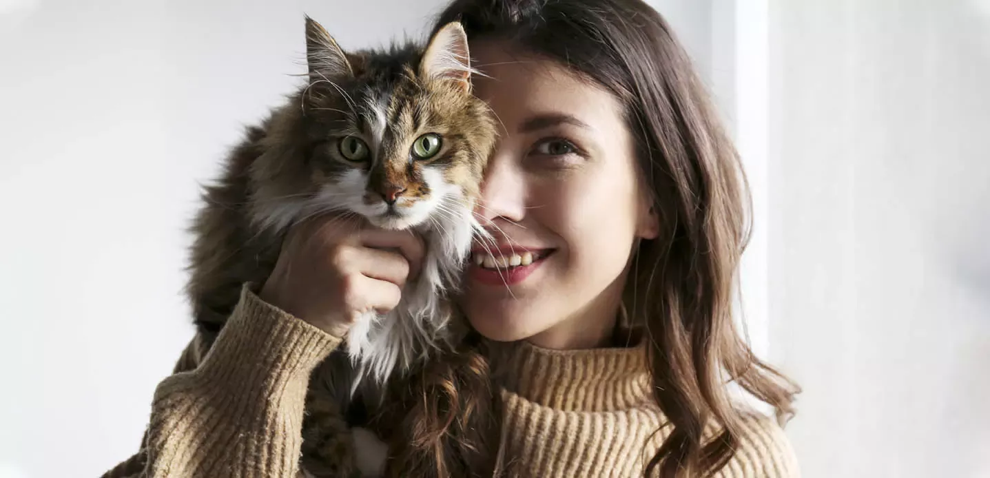 Woman with her cat