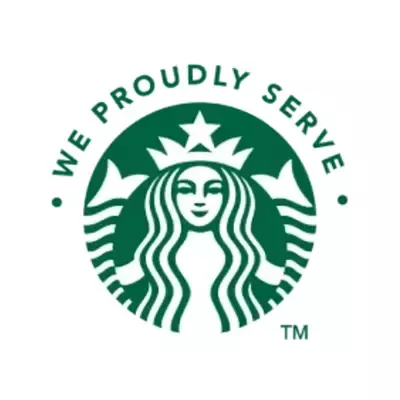 We Proudly Serve Starbucks Coffee Program logo
