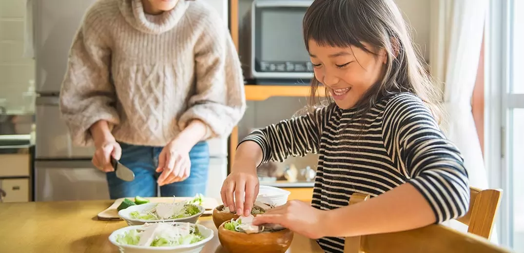 Preparing family meal