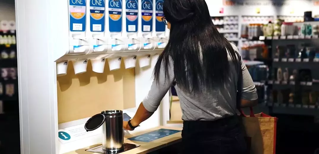 consumer using refillable dispensers