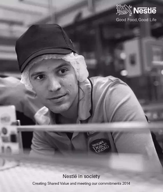 About us - Annual Report 2014 - Nestlé in society - Image link text with black bar