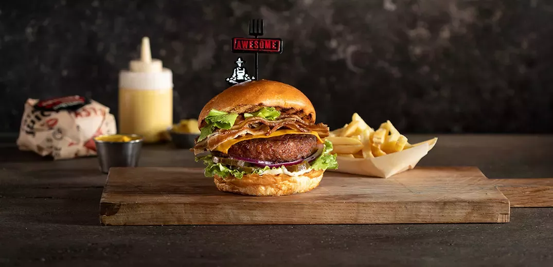 Plant-based bacon cheeseburger