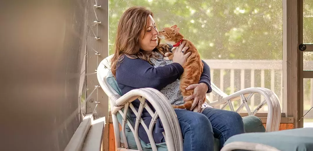 woman with cat