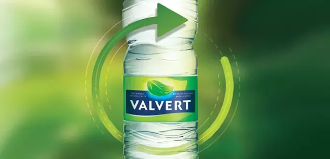 Valvert water bottle made of 100% recycled plastic
