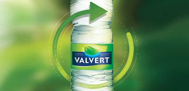Valvert water bottle made of 100% recycled plastic